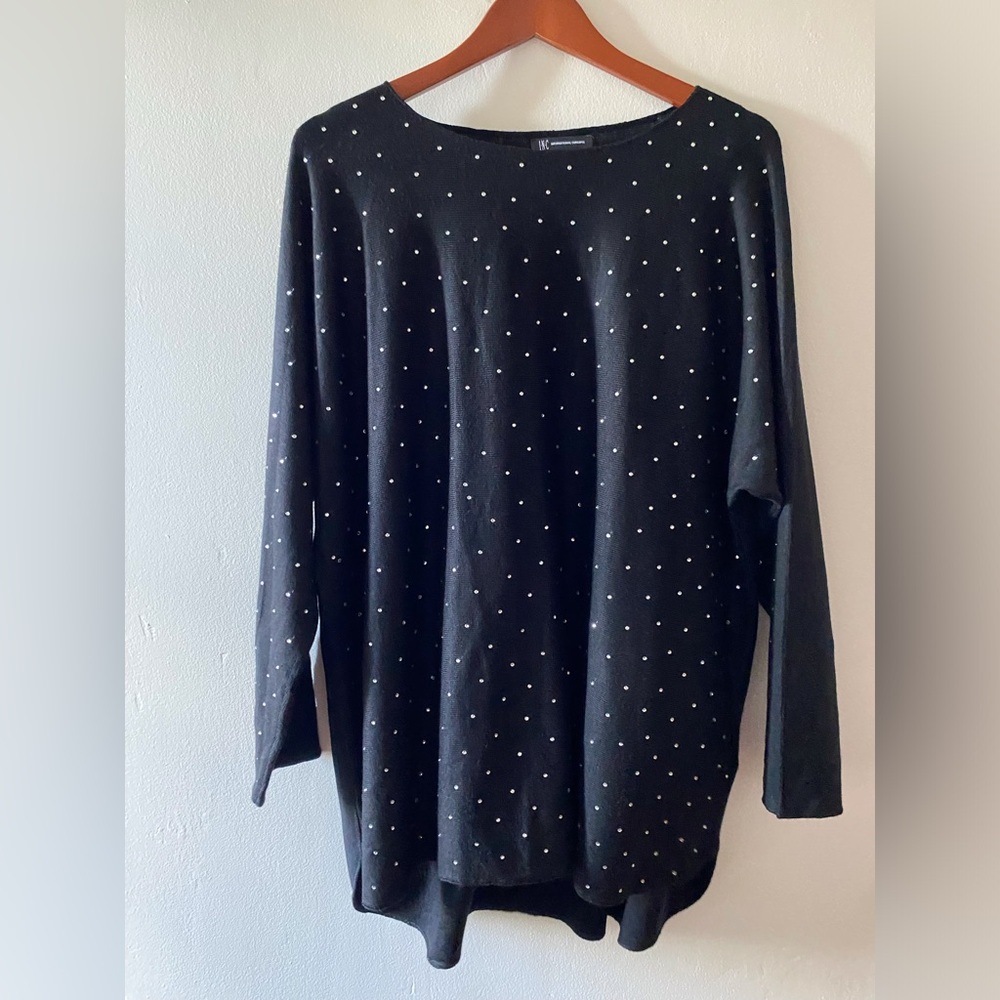 INC International Concepts Black Studded Sweater Top – Size 0X (XL)